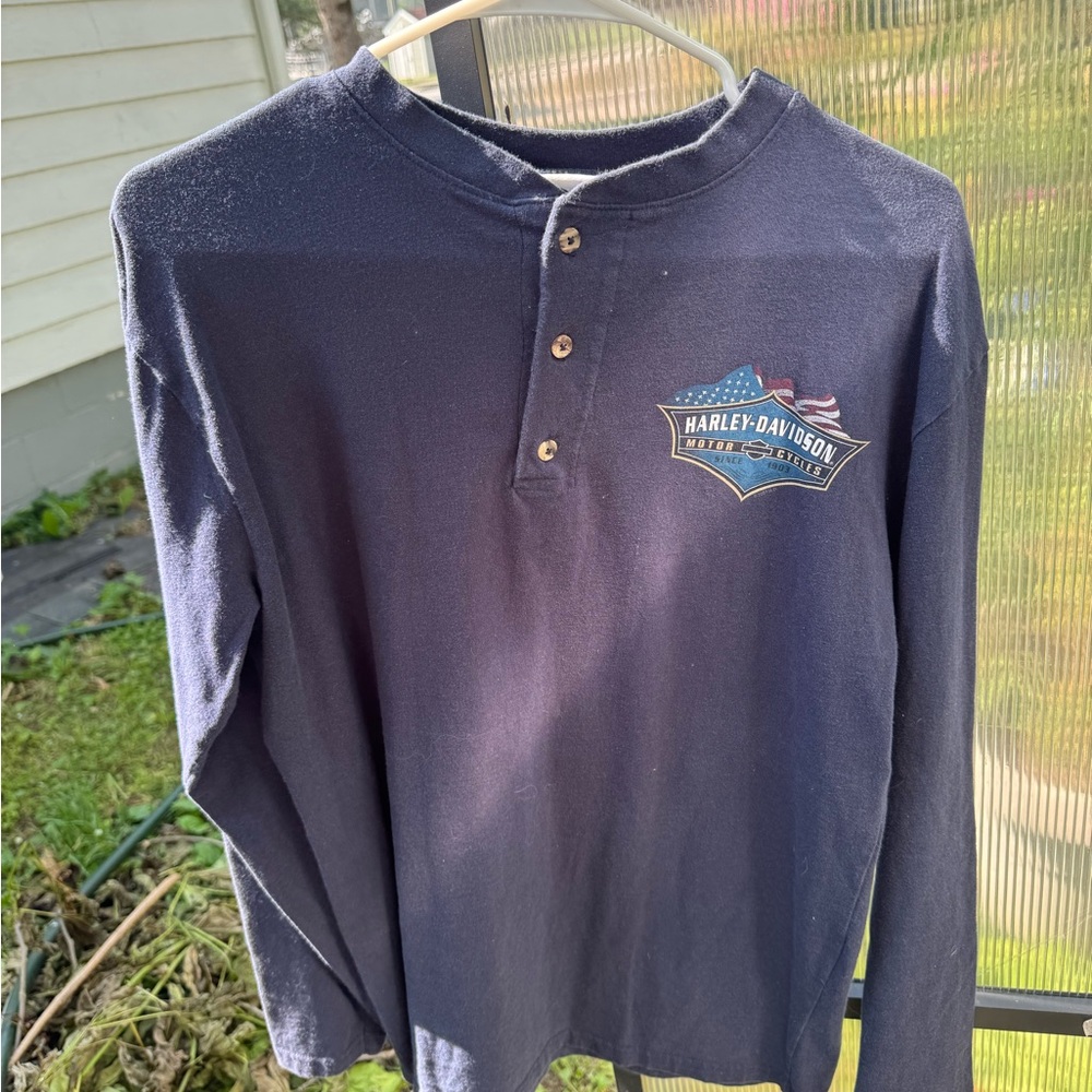 Harley-Davidson Dark Blue Henley Shirt with Logo